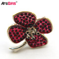 Wholesale Custom Cheap Metal Bulk Korean Magnet Rhinestone Flower Brooch Pin